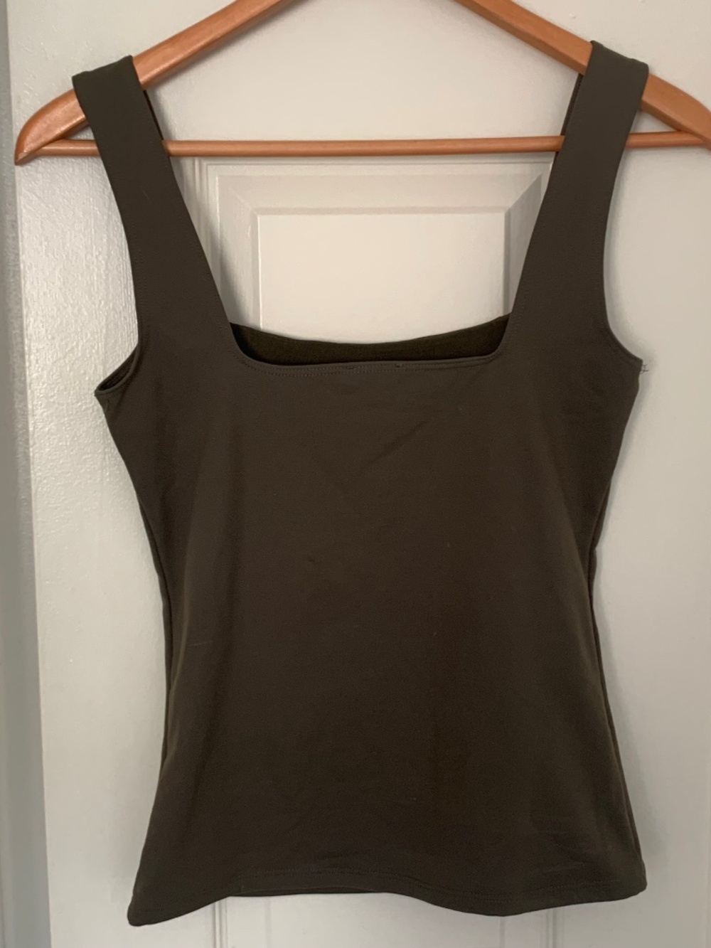 Free People Square Off Cami in Army Small Stretchy Classic Tank Top Camisole